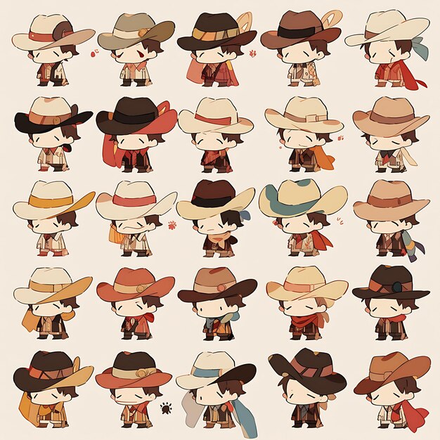 Colorful Male Brazilian Chibi Kawaii Gacho Fashion Earthy Tones Cowbo cute character collection