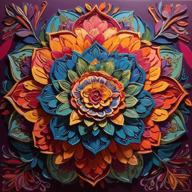 A Colorful Mandala Floral Pattern With the ar on it