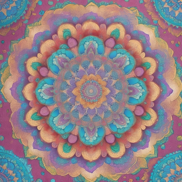 A Colorful Mandala Floral Pattern With the ar on it