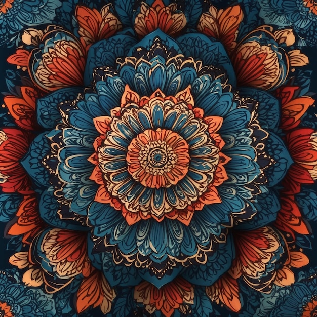 Colorful Mandala Floral Pattern With flower background