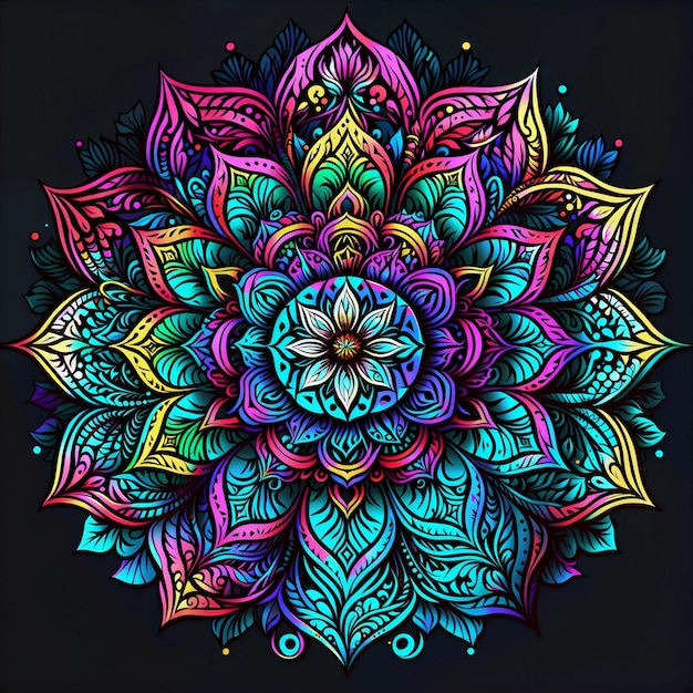 A colorful mandala with flower generative ai