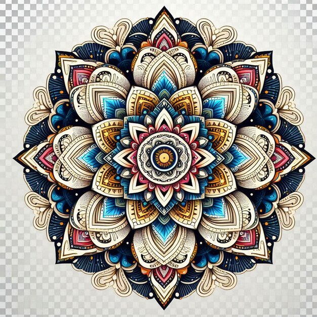 a colorful mandala with a pattern of flowers