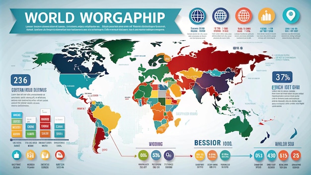 a colorful map of the world with a map of the world labeledhorrento