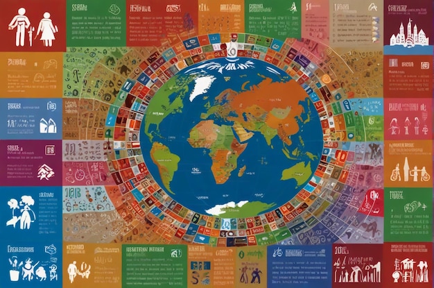 a colorful map of the world with the words earth on it