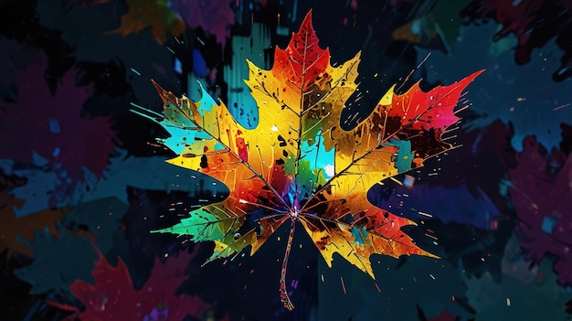 a colorful maple leaf with the colors of autumn