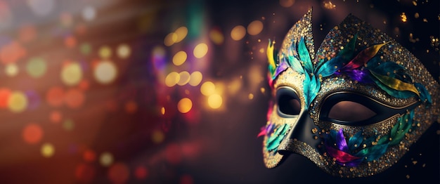 A colorful mask with the word masquerade on it