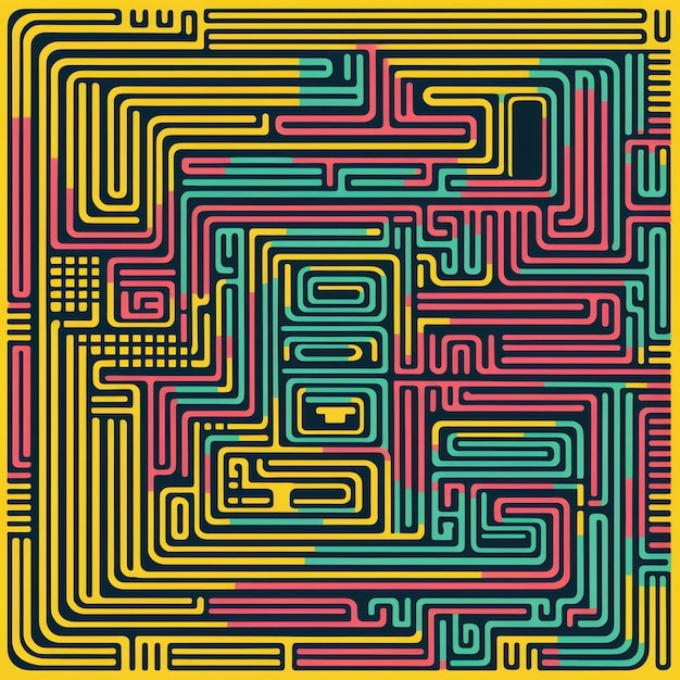 Photo a colorful maze on a yellow background