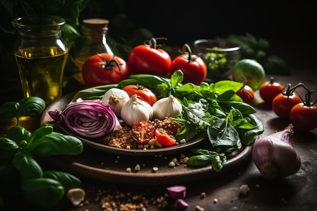 Photo colorful mediterranean diet meal with fresh ingredients