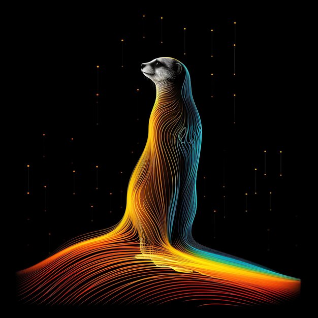 Colorful Meerkat Safari Expedition Angular Neon Lines Sand Dunes StanY2K Gradient Light Art