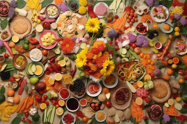 Photo colorful mexican food spread flat lay