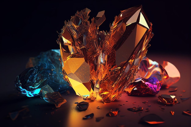 Colorful mineral isolated on dark background Ai generated