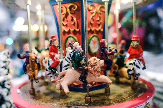 Colorful miniature christmas village display