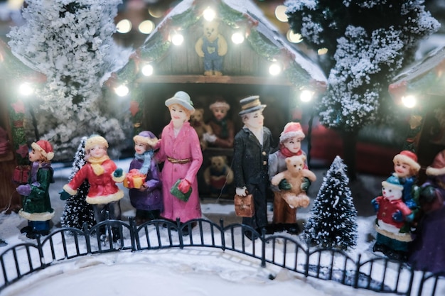 Colorful miniature christmas village display