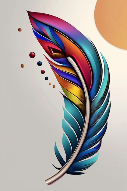 Colorful minimal feather abstract