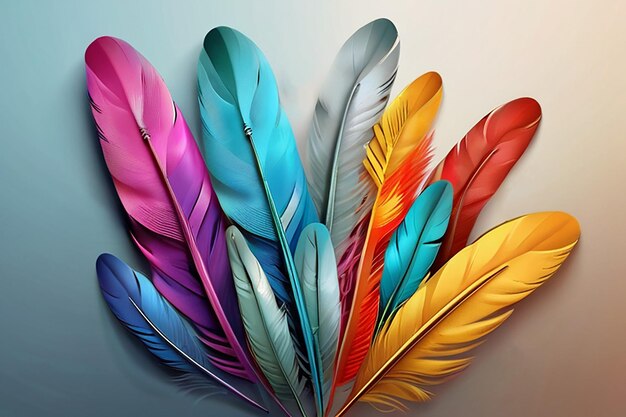 Photo colorful minimal feather abstract