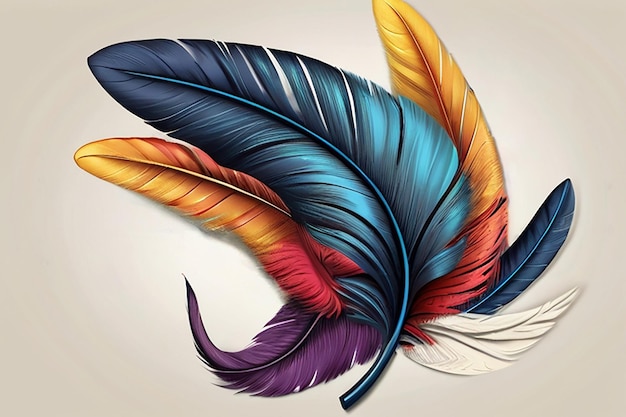 Colorful minimal feather abstract