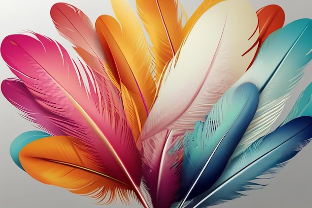 Photo colorful minimal feather abstract