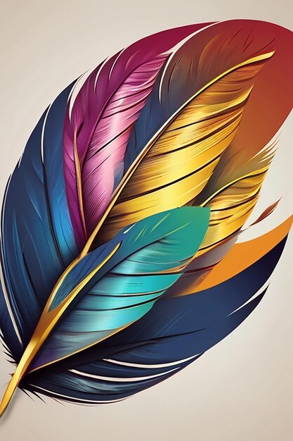 Colorful minimal feather abstract