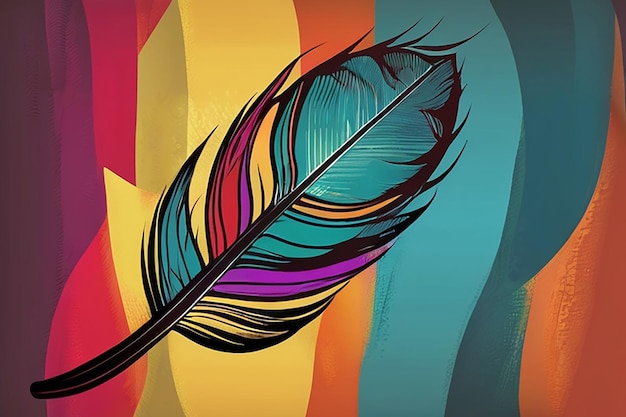 Photo colorful minimal feather abstract