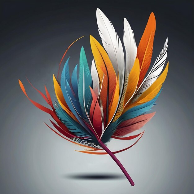 Photo colorful minimal feather abstract