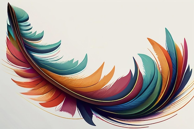 Photo colorful minimal feather abstract