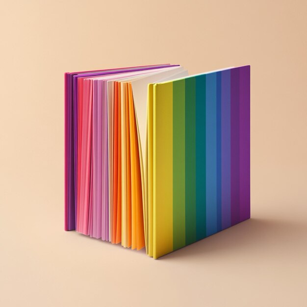 Photo colorful and minimalist hardcover book mockups vibrant designs from multiple angles