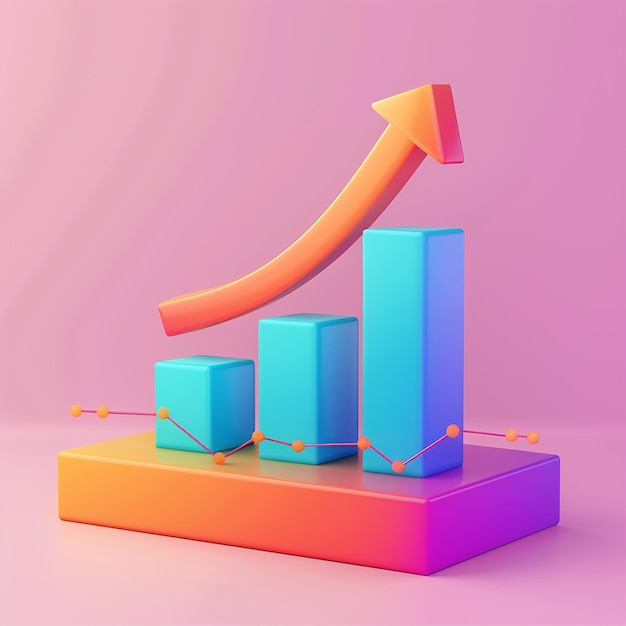 a colorful model of an arrow pointing up with an orange arrow pointing up