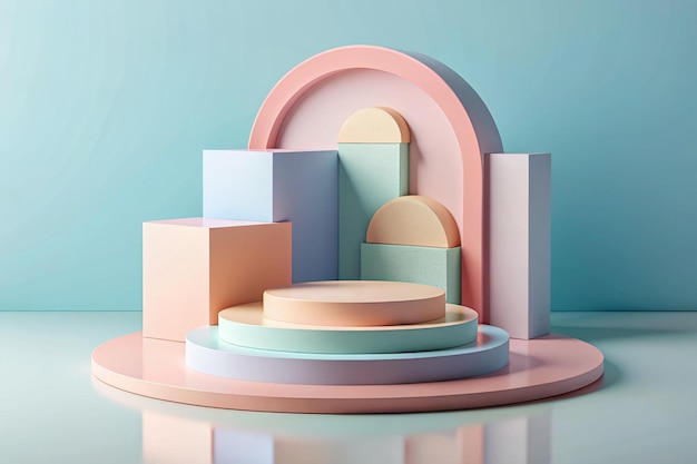 a colorful model of a building with a round circle in the middle