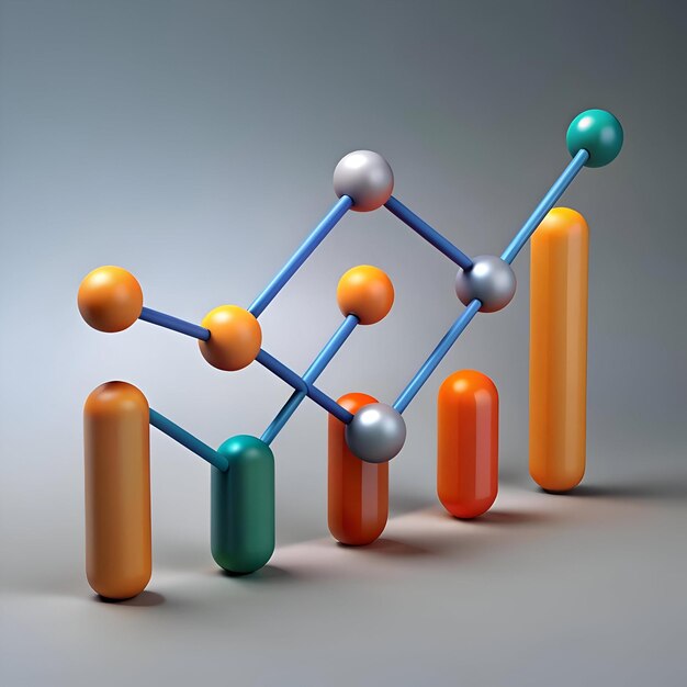 Photo a colorful and modern 3d line graph illustration perfect for presentations reports and marketing materials