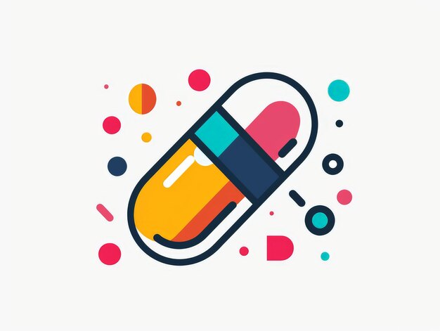 Photo colorful modern flat design icon of a pill with geometric shapes and a white background