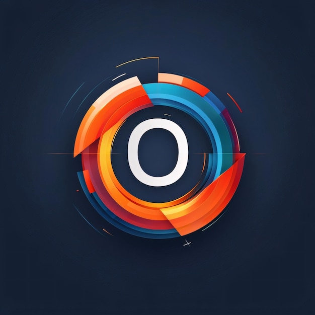 Colorful modern letter O on a dark background Vector illustration