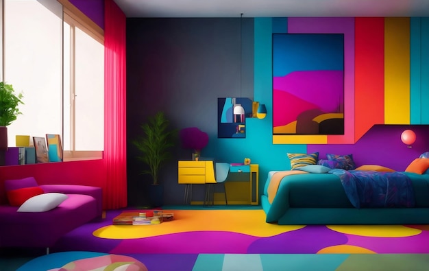 A colorful modern room Generative AI Illustration