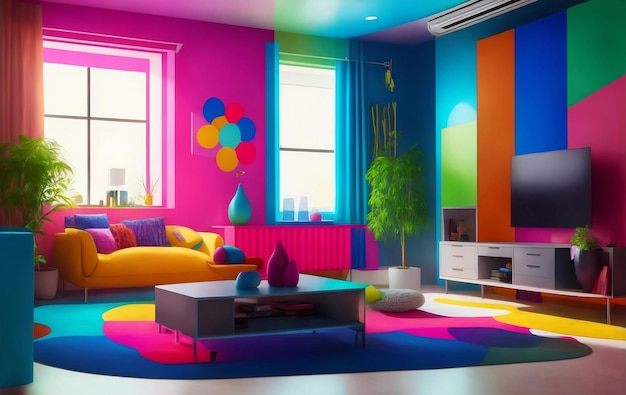 A colorful modern room Generative AI Illustration