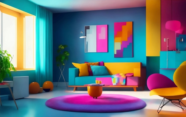 A colorful modern room Generative AI Illustration