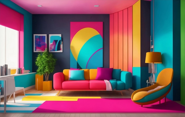 A colorful modern room Generative AI Illustration