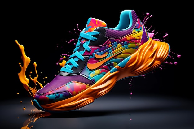 Colorful modern sports shoes AI generated