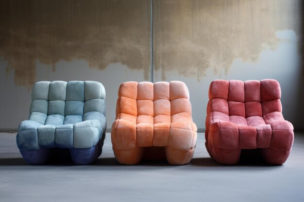 Photo colorful modular armchairs in modern interior