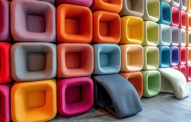 Photo colorful modular wall installations create a vibrant atmosphere in an urban space