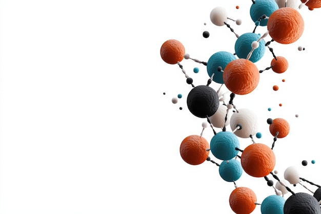 Photo colorful molecular structure illustration featuring various spheres and connections representing sci