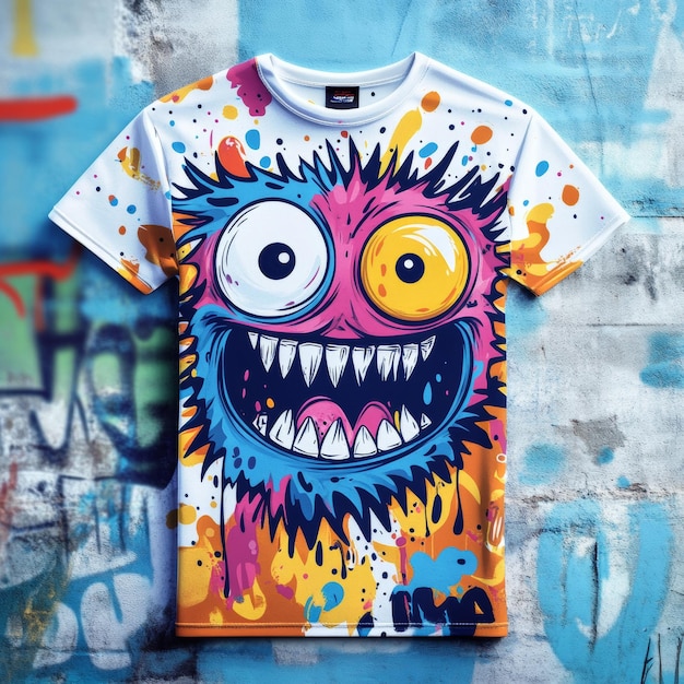 Colorful Monster T Shirt Design Graphic Print Streetwear Fashion