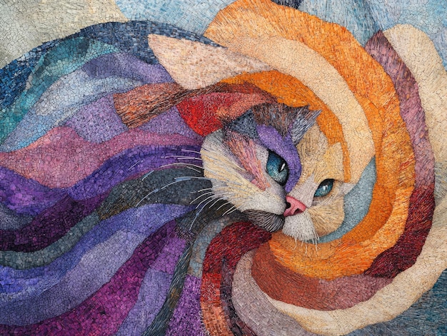 Photo colorful mosaic cat portrait with vivid abstract patterns and artistic design