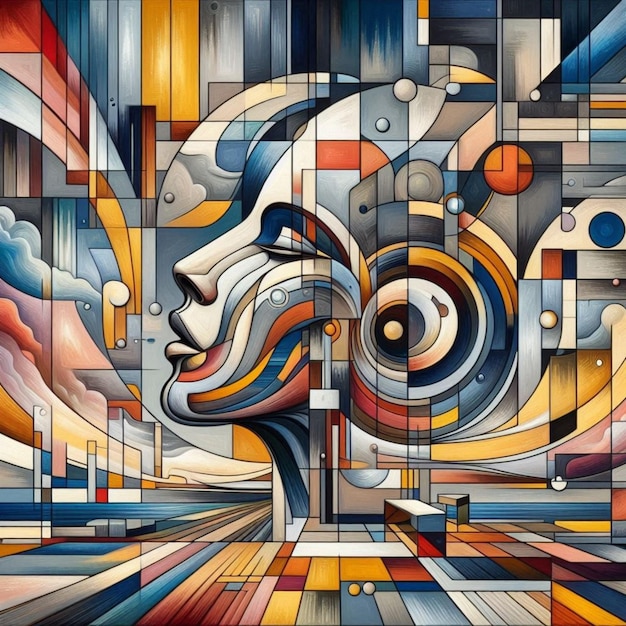 a colorful mosaic of a mans head with a colorful pattern