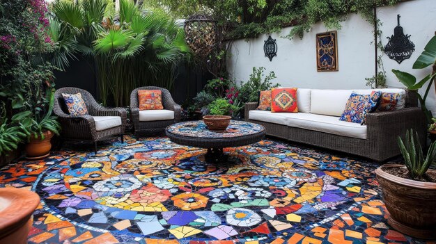 Photo colorful mosaic patio