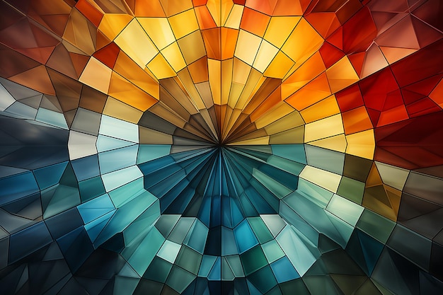 A colorful mosaic of a rainbow colored glass.