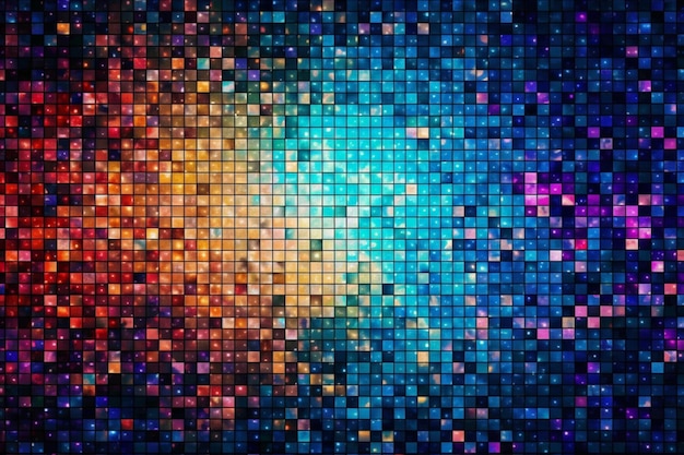 A colorful mosaic of squares with the word disco on it.