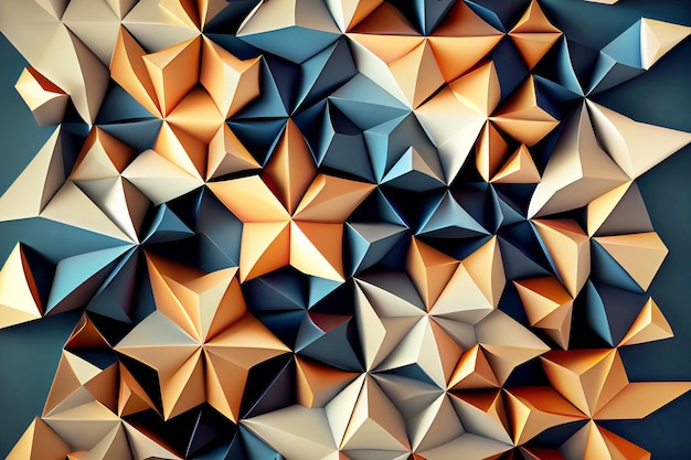 Colorful mosaic triangular background Paper origami Generative AI illustration