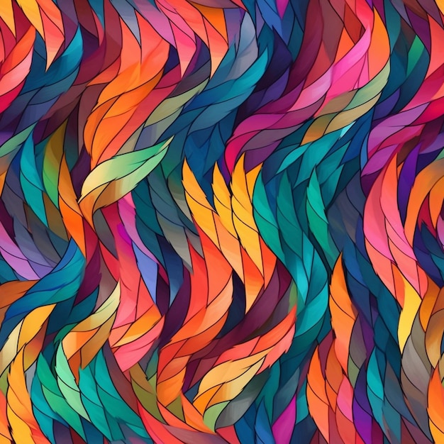 A colorful mosaic with a pattern of feathers.