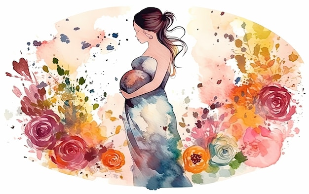 The colorful Mother's Day illustration of a child embracing their mother