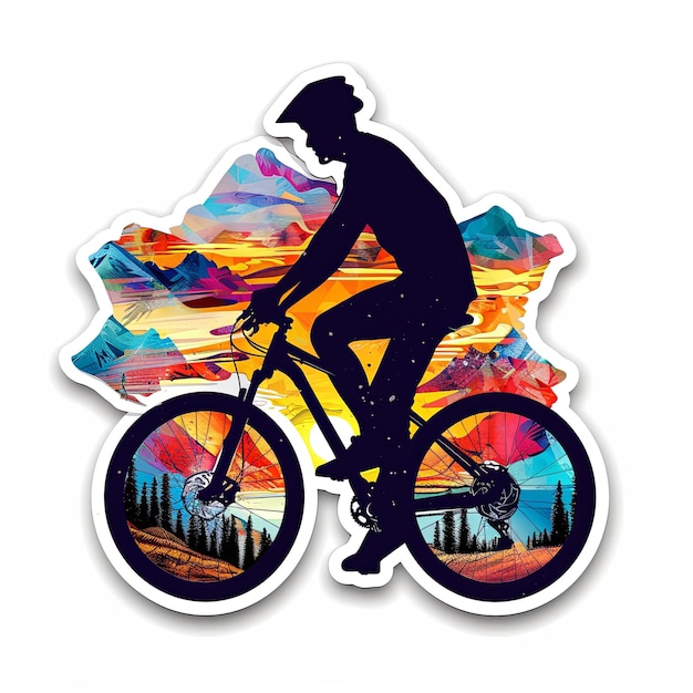 Colorful Mountain Bike Sticker Design