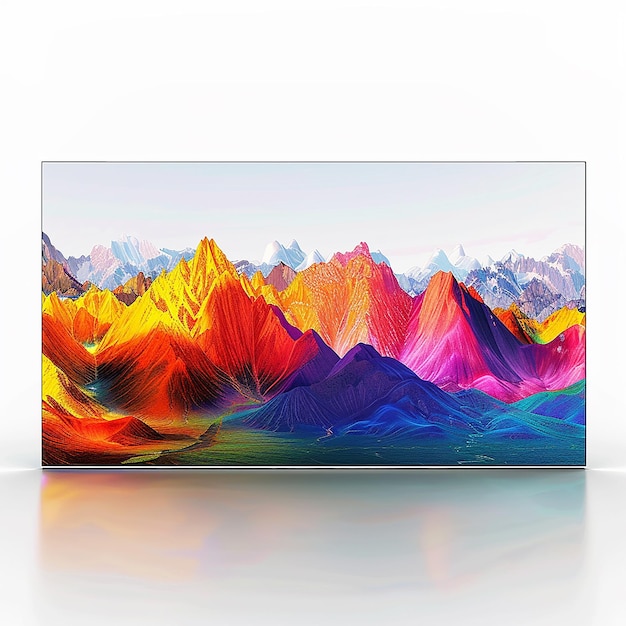 Photo a colorful mountain range is shown with a rainbow colored picture